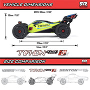 Arrma ARA4306V4T2 Typhon V4 4X4 223S BLX Buggy RTR Yellow