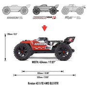 Arrma Kraton V2 4X4 BLX 4S RC Speed Monster Truck RTR Green ARA4408V2T4 Ex-Demo