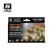 Vallejo 70208 Model Color WWII Desert British and German Armour and Infantry Acrylic 6 Color Paint Set