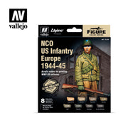 Vallejo 70244 Model Color Alpine NCO US Infantry Europe 1944-45 Acrylic 8 Color Paint Set With Figure