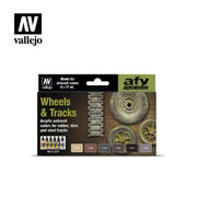 Vallejo 71213 Model Air Wheels and Tracks 6 Color Acrylic Paint Set