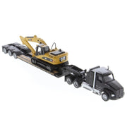 Diecast Masters 84420 1/87 Kenworth T880s SBFS 40 In-Sleeper Tandem Tractor with Lowboy Trailer and Cat 320D Hyraulic Excavator