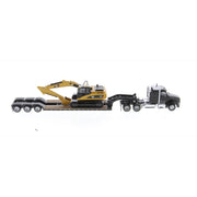 Diecast Masters 84420 1/87 Kenworth T880s SBFS 40 In-Sleeper Tandem Tractor with Lowboy Trailer and Cat 320D Hyraulic Excavator