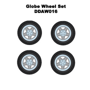 DDA 1/24 DDAW016 Globe Wheels w/Tyres & Axles - Suits Standard Models - Holden HQ & HJ - Ford XW & XY Set of 4