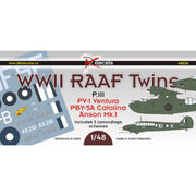 DK Decals 48056 1/48 WWII RAAF Twins Pt.3: Ventura, Anson, Catalina