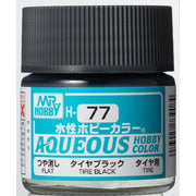 Mr Hobby (Gunze) H077 Aqueous Flat Tyre Black Acrylic Paint 10ml