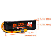 Spektrum SPMX223S50 2200mAh 3S 11.1V 50c Smart G2 LiPo Battery with IC3 Connector