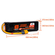 Spektrum SPMX224S50 2200mAh 4S 14.8V 50c Smart G2 LiPo Battery with IC3 Connector