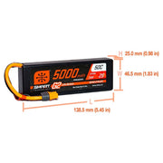 Spektrum SPMX52S50H3 5000mAh 2S 7.4V 50c Smart G2 Hard Case LiPo Battery with IC3 Connector