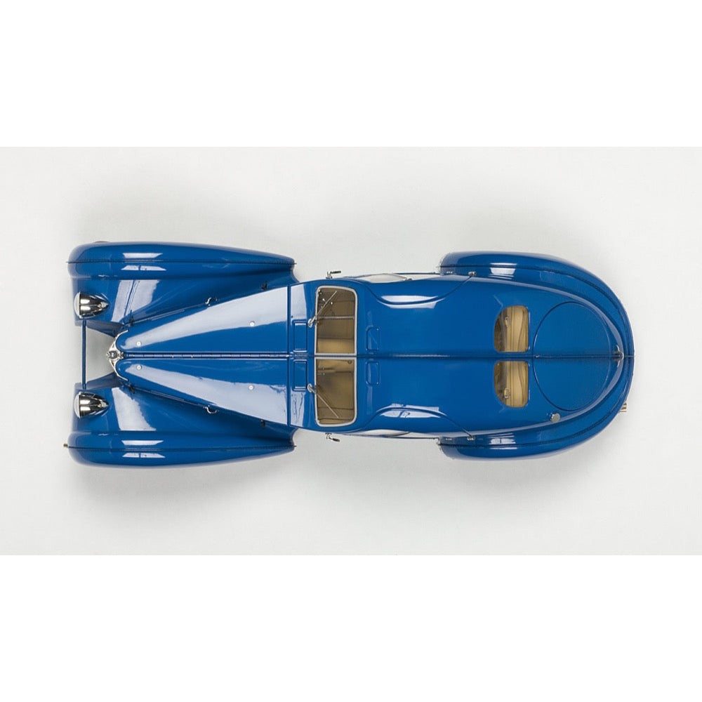 Autoart 70943 1 18 Bugatti 57sc Atlantic 1938 Blue With Metal Wire Spoke Wheels Metro Hobbies