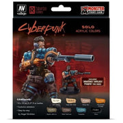 Vallejo 72309 Game Color Cyberpunk Solo 8 Color Acrylic Paint Set with Jonathan Warlock Powers Miniature