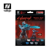 Vallejo 72310 Game Color Cyberpunk Trauma Team 8 Color Acrylic Paint Set with Doc. Salvage Miniature