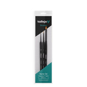 Vallejo B03990 Hobby Brushes Precision Starter Set (Round No.1 and 3/0 Triangular Handle Flat No.4 Synthetics)