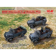 ICM DS3513 1/35 WWII Wehrmacht le gl Einheitz-Pkw le gl Pkw Kfz 1 le gl Einheitz Pkw Kfz 2 le gl Einheitz Pkw KFZ 4 Plastic Model Kit