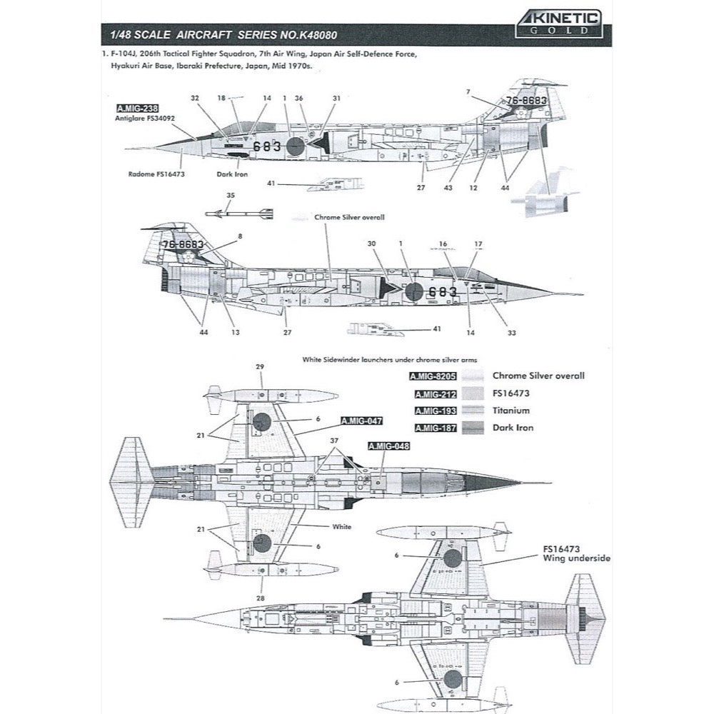 Kinetic 48080 1/48 Lockheed F-104J Starfighter JASDF Single Seat ...