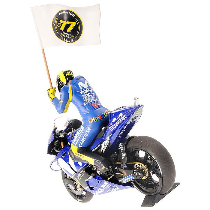 Yamaha YZR-M1 Movistar Yamaha Valentino Rossi MotoGP Catalunyia 2018 w/ Figurine,Flag (Diecast Car) - HobbySearch Diecast Car Store
