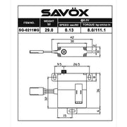 Savox SG0211MG Digital Servo 30x10x36 8kg 0.13