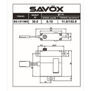 Savox SG1211MG Glider Wing Servo 10mm Thick 11kg 7.4V