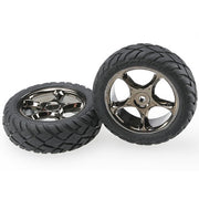 Traxxas 2479A Anaconda Tyres with Tracer 2.2in Black Chrome Wheels (assembled glued) (front)