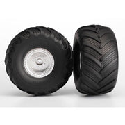 Traxxas 3665 Terra Groove Dual Profile Tyres and Satin Chrome Wheels Assembled and Glued (nitro rear/ electric front) 2pc