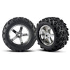 Traxxas 4973R Maxx 6.3 inch Tyres and Hurricane Chrome Wheels Assembled and Glued 2pc