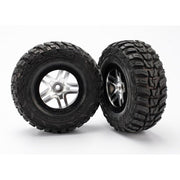 Traxxas 5882R 2WD Front Kumho Tyres S1 Ultra-Soft Off-Road Racing Compound and SCT Split-Spoke Satin Chrome with Black Beadlock style Wheels 2pc