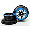 Traxxas 5884A 2WD Rear Wheels SCT Split-Spoke Black with Blue Beadlock Style Dual Profile (2.2 inch outer, 3.0 inch inner) 2pc