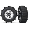 Traxxas 5891 2WD Paddle Tyres and SCT Split-Spoke Satin Chrome Beadlock Style Wheels TSM Rated Assembled and Glued 2pc