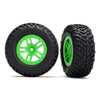 Traxxas 5892G 2WD Rear SCT Off-Road Racing Tyres and SCt Split-Spoke Green Wheels TSM Rated Assembled and Glued 2pc