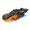 Traxxas 6734T 4WD Rustler Body with Accessories and Decal Sheet Assembled Orange and Blue