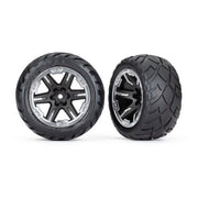 Traxxas 6775X Anaconda Tyres and RXT Black and Chrome Wheels 2.8 inch Assembled and Glued (4WD electric front/rear, 2WD electric front only) 2pc