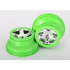 Traxxas 6875 2WD Rear Wheels SCT Chrome with Green Beadlock Style SCT Dual Profile (2.2 inch outer, 3.0 inch inner) 2pc