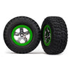 Traxxas 6876 2WD Rear BFGoodrich Mud-Terrain T/A KM2 Tyres and SCT Chrome Green Beadlock Style Wheels Assembled and Glued