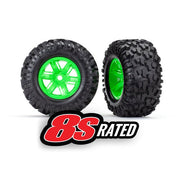 Traxxas 7772T X-Maxx Wheels Maxx AT Tyres Foam Inserts Pair Green