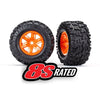 Traxxas 7772T X-Maxx Wheels Maxx AT Tyres Foam Inserts Pair Orange