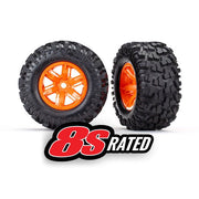 Traxxas 7772T X-Maxx Wheels Maxx AT Tyres Foam Inserts Pair Orange