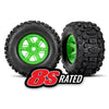 Traxxas 7774G X-Maxx Wheels Sledgehammer Tyres Foam Inserts Pair Green