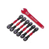 Traxxas 8341R Aluminium Turnbuckles with Front Camber Links 32mm, Rear Camber Links 28mm and Toe Links 34mm Red