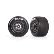 Traxxas 9475A Rear Mickey Thompson ET Drag Slicks Tyres and Weld Satin Black Chrome Wheels with Foam Inserts Assembled and Glued 2pc