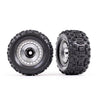 Traxxas 9572X Tires And Wheels Assembled Glued 3.8inch Satin Chrome 2pc